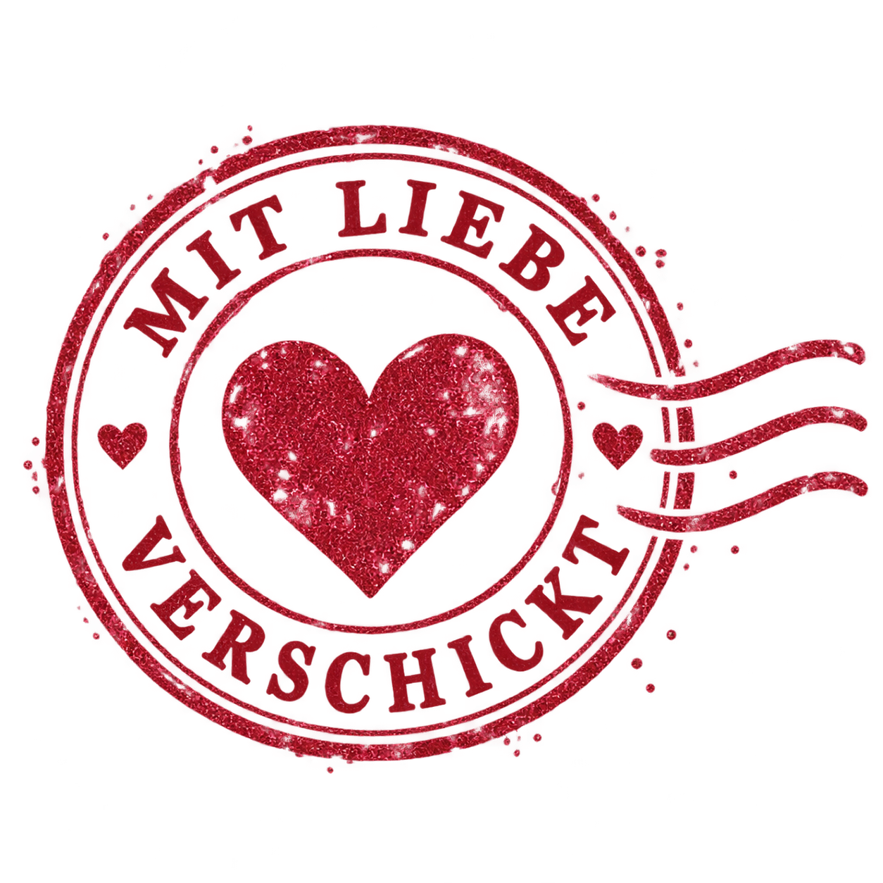 Mit Liebe verschickt – roter Poststempel mit Herz